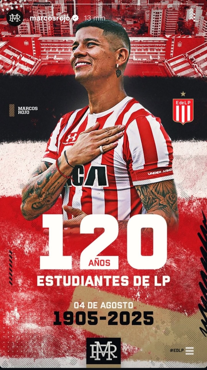 El posteo de Rojo en sus redes sociales a Estudiantes por su aniversario 120